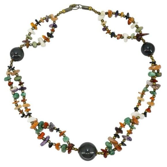 Large Lot 10 Pcs Natural Stone Jewelry Necklaces Boho Bohemian Colorful - Picture 8 of 16